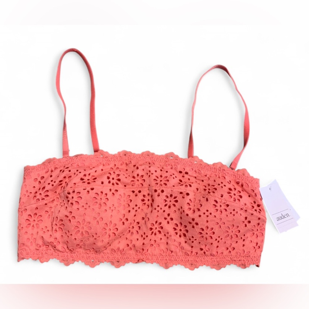 NWT Auden Coral Lace Removable Pad Wirefree Bralette Bra Pullover Size S  (W853)